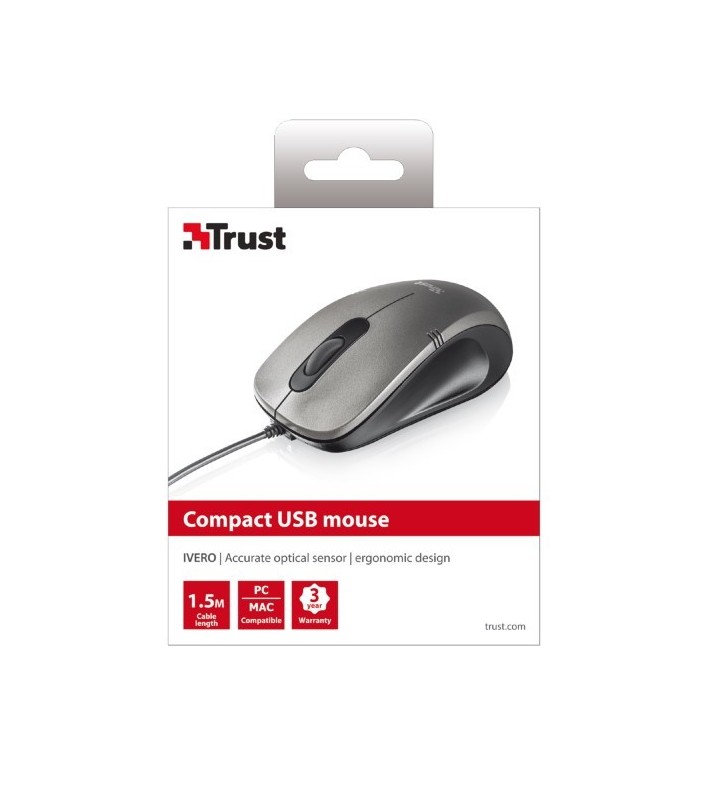 Trust 20404 mouse-uri Ambidextru USB Tip-A Optice 1000 DPI