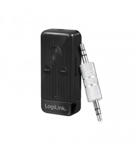 RECEIVER audio Logilink, conectare prin Jack 3.5mm, distanta 10 m (pana la), Bluetooth v5.0, ac. 300mAh, pana la 6.5 ore, card microSD, indicator LED, bass booster, antena interna, black, "BT0055"