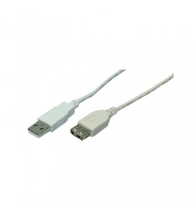 CABLU USB LOGILINK prelungitor, USB 2.0 (T) la USB 2.0 (M),  5m, gri, "CU0012"