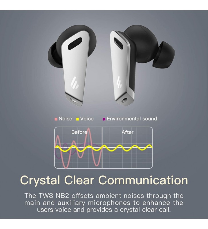 CASTI EDIFIER wireless, tip intraauriculare - butoni, utilizare smartphone, microfon pe casca, alb, "TWSNB2-W" (include timbru verde 0.1 lei)