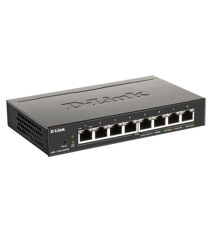 D-Link DGS-1100-08PV2 switch-uri Gestionate L2/L3 Gigabit Ethernet (10/100/1000) Power over Ethernet (PoE) Suport Negru