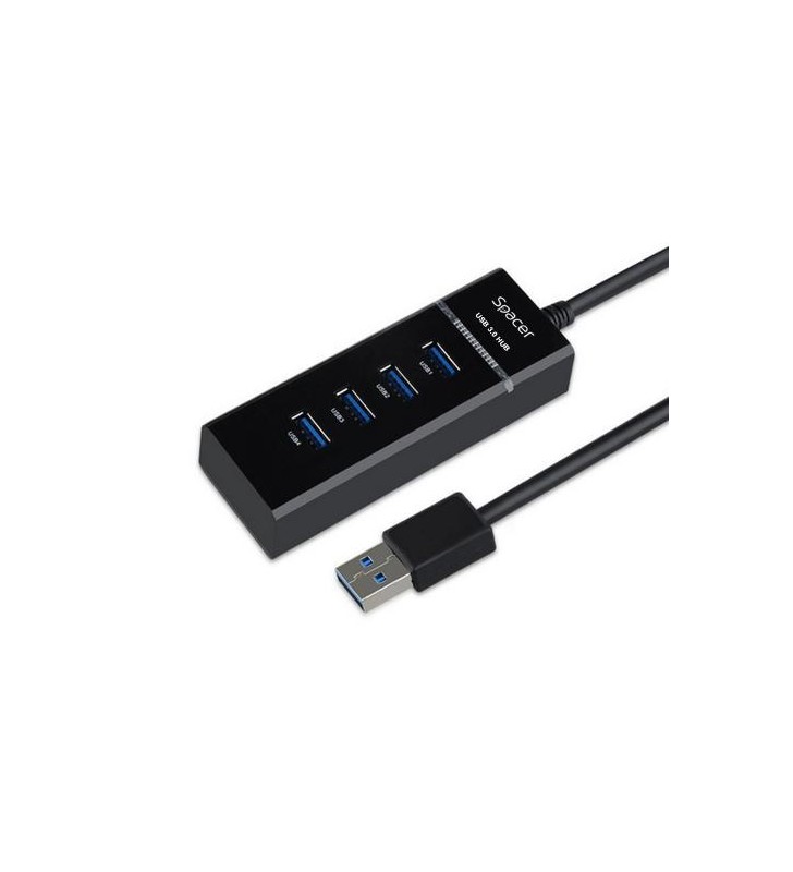 HUB USB Spacer SPH-4USB30-1QC, 4x USB 3.0, Black