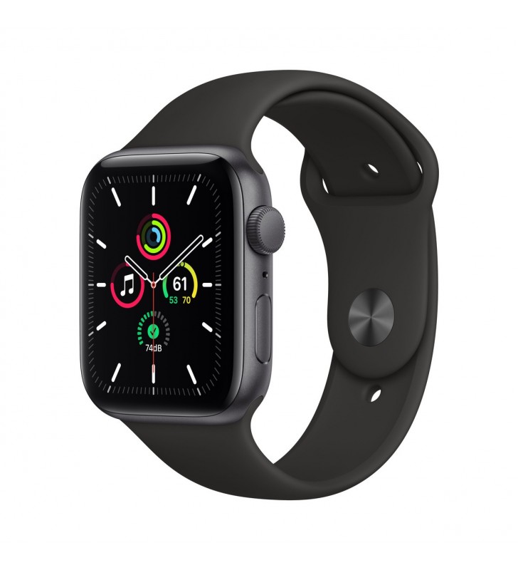 Apple Watch SE GPS + Cellular, 44mm Space Gray Aluminium Case with Black Sport Band - Regular