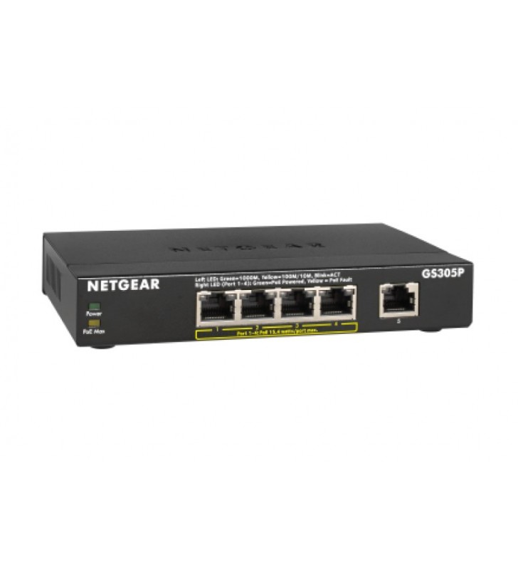 Netgear GS305Pv2 Fara management Gigabit Ethernet (10/100/1000) Power over Ethernet (PoE) Suport Negru