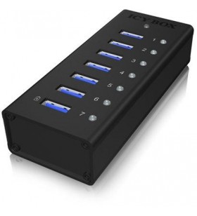 ICYBOX IB-AC618 IcyBox 7 x Port USB 3.0 Hub with USB charge port, Black