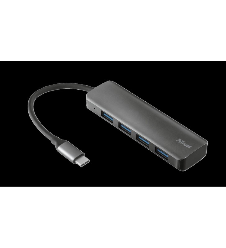 HUB extern TRUST, porturi USB USB 3.1 x 4, conectare prin USB 3.1 Type C, cablu 1 m, argintiu, "TR-23328"