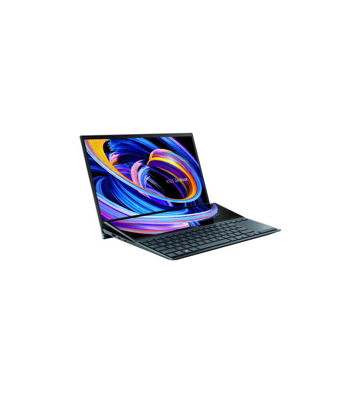Ultrabook ASUS ZenBook Duo 14 UX482EA-HY026R, Intel Core i5-1135G7, 14inch Touch, RAM 8GB, SSD 1TB, Intel Iris Xe Graphics, Windows 10 Pro, Celestial Blue + Docking station ASUS OS200
