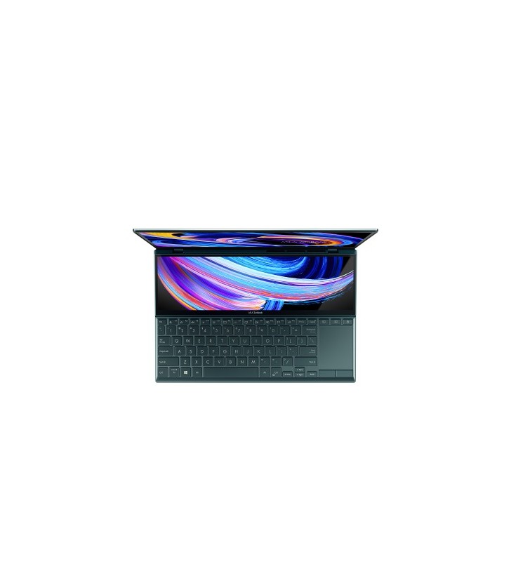 Laptop ultraportabil ASUS ZenBook Duo 14 UX482EA cu procesor Intel® Core™ i5-1135G7 pana la 4.20 GHz, 14", Full HD, Touch, 8GB, 512GB SSD, Intel® Iris Xe Graphics, Windows 10 Pro, Celestial Blue + Microsoft 365 Personal Engleza 32-bit/x64, Medialess Retail, 1Year/1User