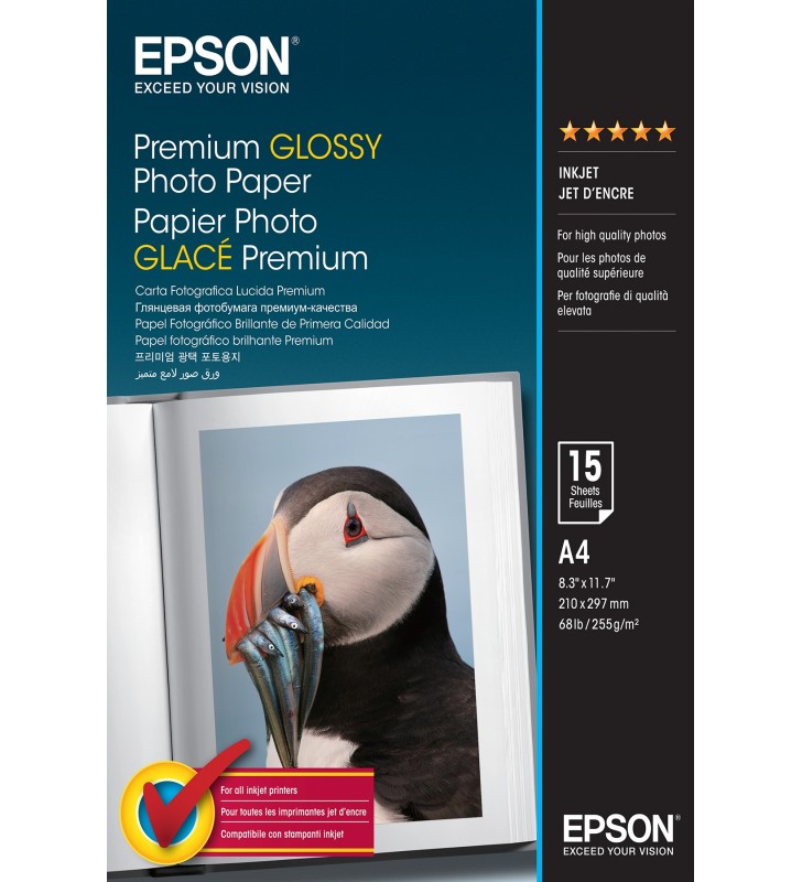 Epson Premium Glossy Photo Paper - A4 - 15 de coli