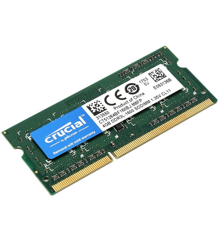 Crucial RAM 4GB DDR3L 1600 MT/s (PC3-12800) CL11 SODIMM 204pin 1.35V/1.5V