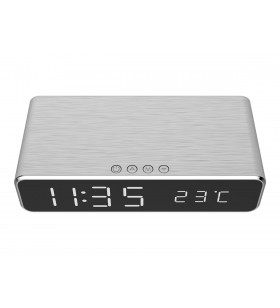 GEMBIRD DAC-WPC-01-S Gembird Digital alarm clock with wireless charging function, silver