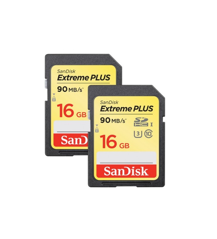 Memory Card SanDisk Extreme Plus SDHC 16GB, Clasa10, 2pack
