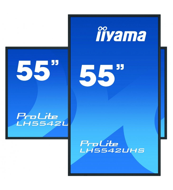 iiyama LH5542UHS-B3 Afișaj Semne Panou informare digital de perete 138,7 cm (54.6") IPS 4K Ultra HD Negru Procesor încorporat
