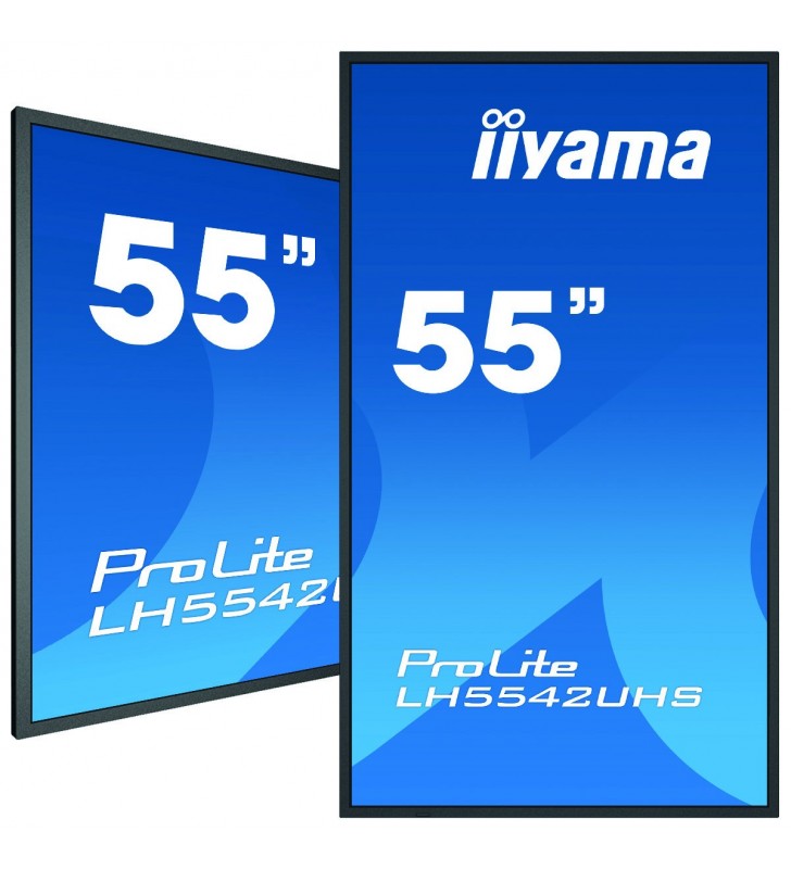 iiyama LH5542UHS-B3 Afișaj Semne Panou informare digital de perete 138,7 cm (54.6") IPS 4K Ultra HD Negru Procesor încorporat