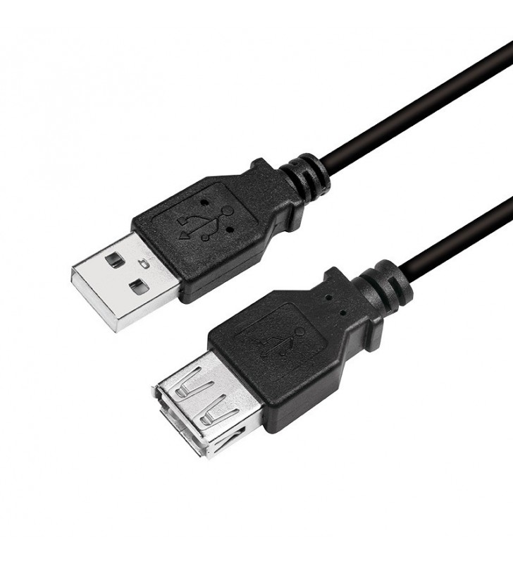 CABLU USB LOGILINK prelungitor, USB 2.0 (T) la USB 2.0 (M),  3m, negru, "CU0011B"