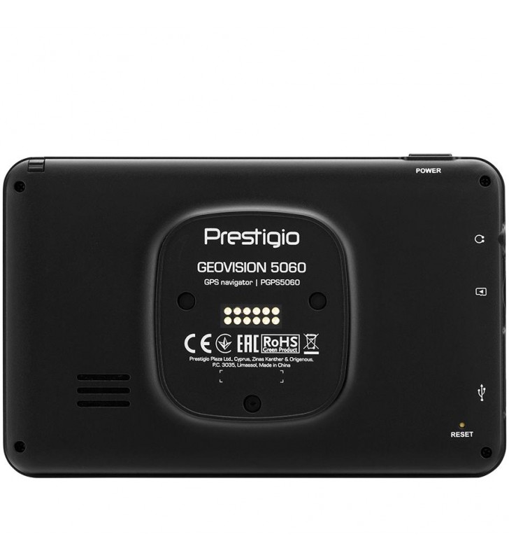 Prestigio GeoVision 5060, 5" (480*272) TN display, WinCE 6.0, 800MHz Mstar MSB2531 Cortex A7, 128MB DDR, 4GB Flash, 600mAh batt