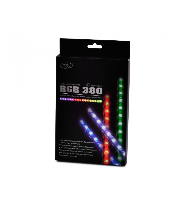 LED strip DEEPCOOL, color light strip, RGB, 3 culori, atasare cu magnet, telecomanda, 1200mm, "RGB 380"