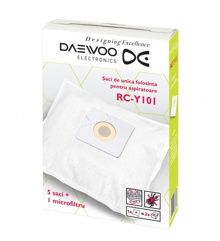 Set 10 saci unica folosinta Daewoo, filtru material acrilic, compatibil cu seriile RC-L38x / RC-410/300/255/234/230/224/220