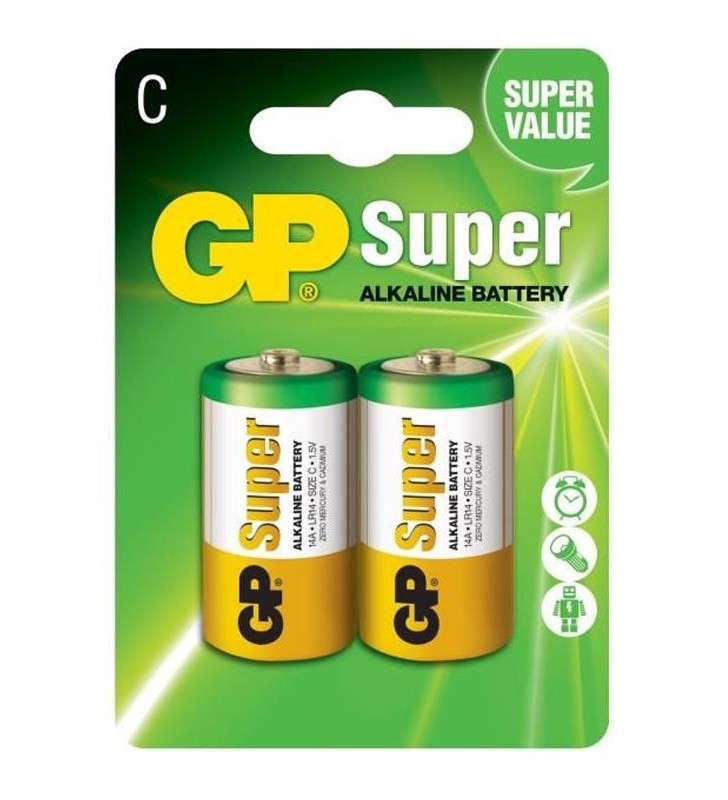 Baterie GP Batteries, Super Alcalina C (LR14) 1.5V alcalina, blister 2 buc. "GP14A-2UE2" "GPPCA14AS003" - 16370