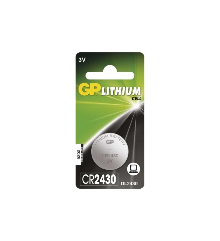 Baterie GP Batteries, butoni (CR2430) 3V lithium, blister 1 buc. "GPCR2430-2CPU1" "GPPBL2430052" - 645266