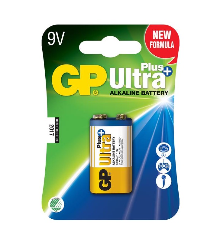 Baterie GP Batteries, Ultra+ Alcalina (6LF22) 9V alcalina, blister 1 buc. "GP1604AUP-5UE1" "GPPVA9VUP009"