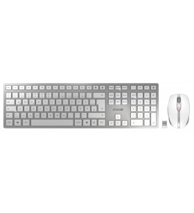 CHERRY DW 9000 SLIM tastaturi RF Wireless + Bluetooth Engleză SUA Argint, Alb