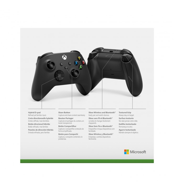 Microsoft Xbox Wireless Controller Black Negru Bluetooth/USB Gamepad Analog/ Digital Xbox One, Xbox One S, Xbox One X