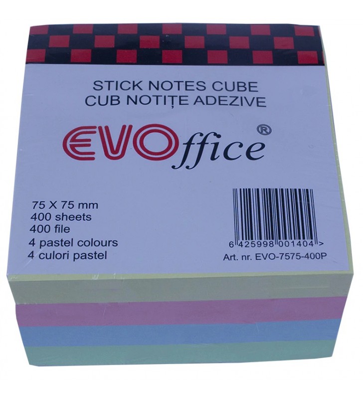 Stick notes cub color 76x76 mm Pastel EVO-7575-400P