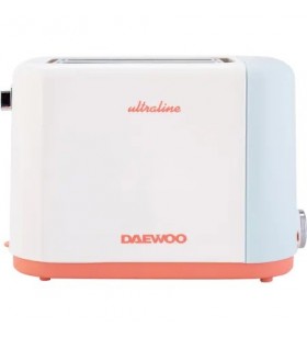 Prajitor de paine Daewoo UltraLine, 900 W, 6 nivele rumenire, functie dezghetare, functie reincalzire, functie anulare, indicator luminos, tavita pentru firimituri, Alb