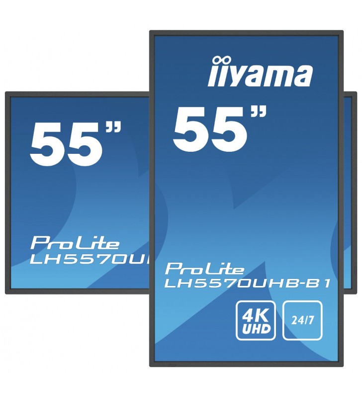 iiyama LH5570UHB-B1 Afișaj Semne Panou informare digital de perete 138,7 cm (54.6") VA 4K Ultra HD Negru Procesor încorporat