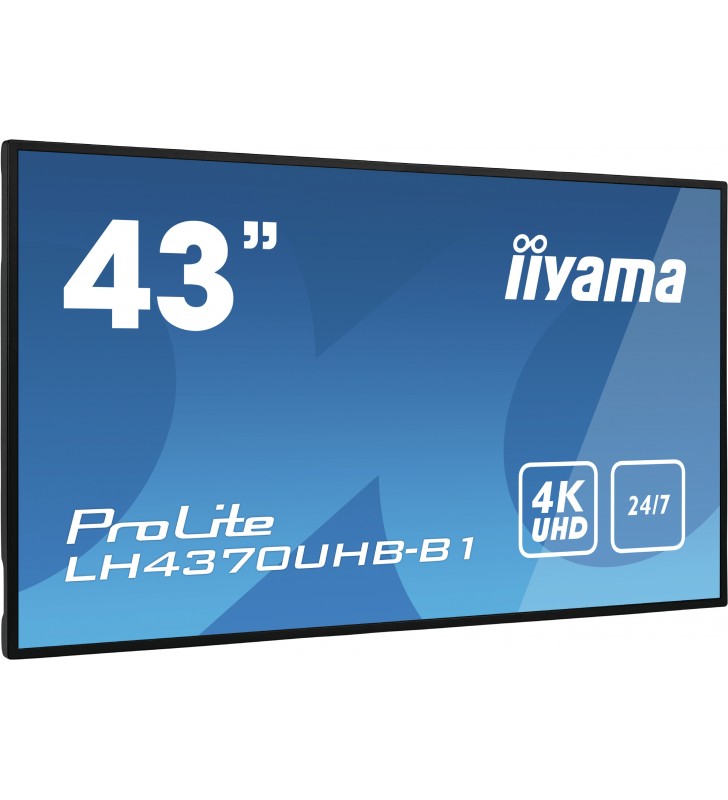 iiyama LH4370UHB-B1 Afișaj Semne Panou informare digital de perete 108 cm (42.5") VA 4K Ultra HD Negru Procesor încorporat