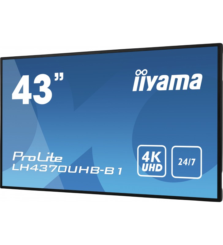 iiyama LH4370UHB-B1 Afișaj Semne Panou informare digital de perete 108 cm (42.5") VA 4K Ultra HD Negru Procesor încorporat