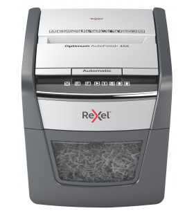 Distrugator automat documente Rexel OPTIMUM  45X ,  45 coli, P4, cross-cut (tip confeti), cos  20 litri, negru-gri, "2020045XEU"