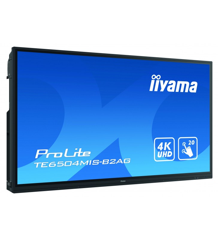 iiyama TE6504MIS-B2AG Afișaj Semne Ecran plat interactiv 165,1 cm (65") IPS 4K Ultra HD Negru Ecran tactil Procesor încorporat