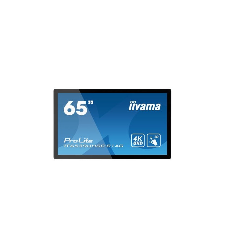 iiyama TF6539UHSC-B1AG table albe interactive 165,1 cm (65") 3840 x 2160 Pixel Ecran tactil Negru USB