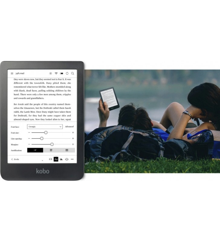 E-Book Reader Kobo Nia, 6", 8GB, Wi-Fi, Negru