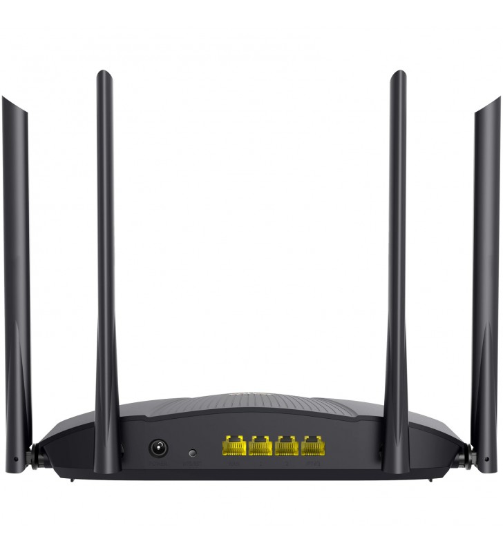 Tenda| TX9 PRO | Router wireless | 802.11a.x | AX 3000 Dual Band | Porturi 1 WAN, 3 LAN Gigabit| Antene 4 externe 6 dbi | CPU Quad  Core 1.5 GHz | Gaming & streaming | Negru
