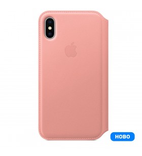 Husa de protectie Apple pentru iPhone X Folio, Piele, Soft Pink