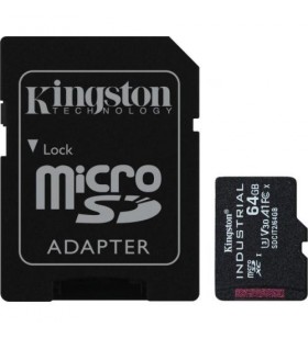 Memory Card Kingston Industrial microSDHC, 64GB, Clasa 10 + SD Adapter