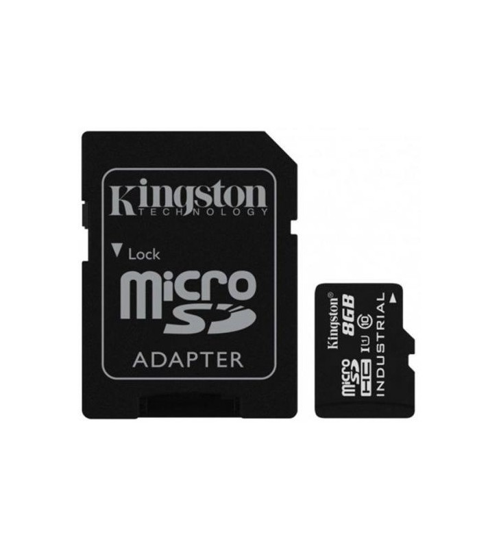 Memory Card Kingston Industrial microSDHC, 8GB, Clasa 10 + SD Adapter