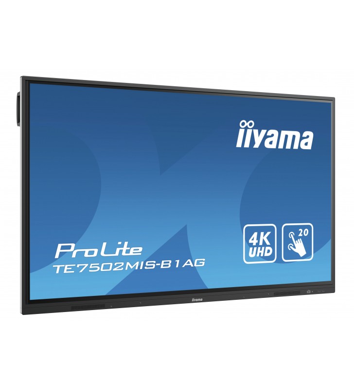 iiyama TE7502MIS-B1AG table albe interactive 190,5 cm (75") 3840 x 2160 Pixel Ecran tactil Negru
