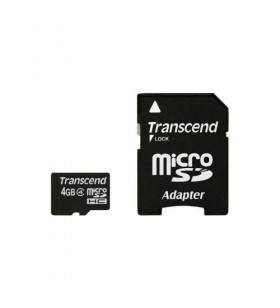 Memory Card Transcend microSDHC 4GB, class 4 + Adaptor microSD
