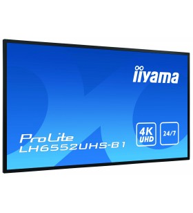 iiyama LH6552UHS-B1 Afișaj Semne Panou informare digital de perete 163,8 cm (64.5") IPS 4K Ultra HD Negru Procesor încorporat
