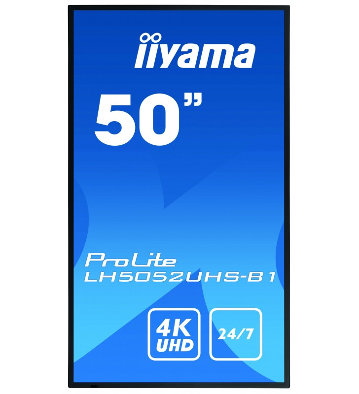 iiyama LH5052UHS-B1 Afișaj Semne Panou informare digital de perete 125,7 cm (49.5") VA 4K Ultra HD Negru Procesor încorporat