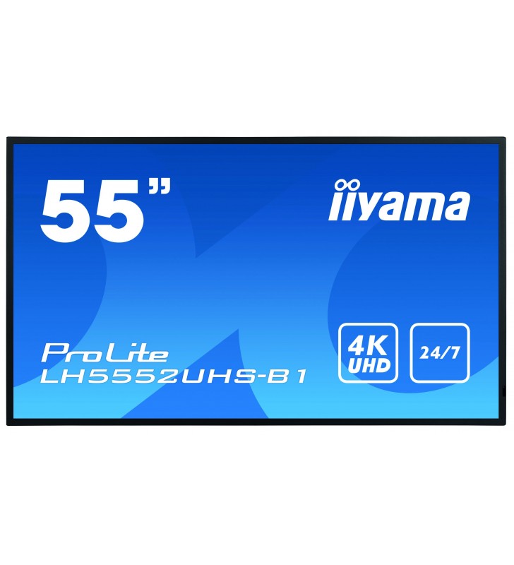 iiyama LH5552UHS-B1 Afișaj Semne Panou informare digital de perete 138,7 cm (54.6") VA 4K Ultra HD Negru Procesor încorporat