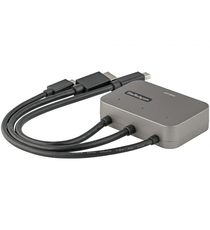 StarTech.com CDPHDMDP2HD adaptor pentru cabluri video 0,27 m HDMI + USB HDMI + Mini DisplayPort + USB Type-C Negru, Argint
