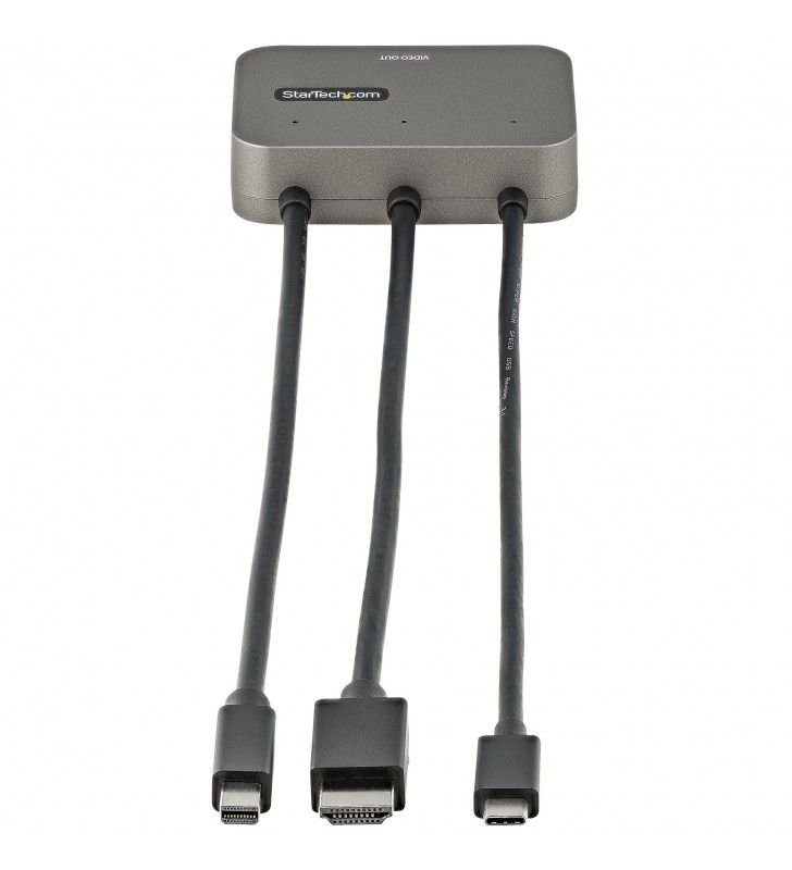 StarTech.com CDPHDMDP2HD adaptor pentru cabluri video 0,27 m HDMI + USB HDMI + Mini DisplayPort + USB Type-C Negru, Argint