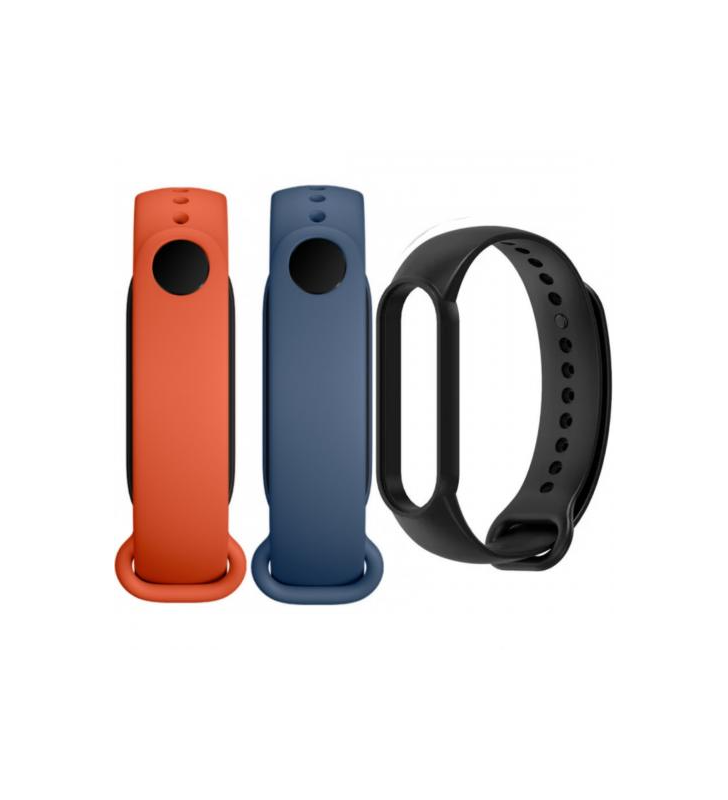 Bratara Xiaomi Mi Smart Band 6, Black/Orange/Blue - 3 bucati