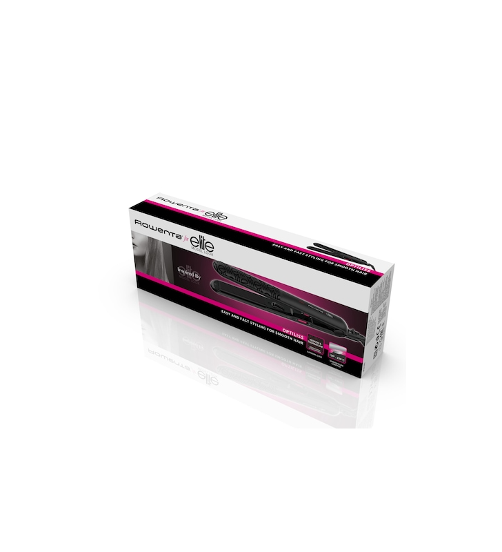 Placa de indreptat parul ROWENTA Optiliss SF3212F0, invelis Keratin&Tourmaline, temperatura ajustabila pana la 230°C, incalzire rapida in 30 sec, 10 trepte de temperatura, functie straight&curl, negru&roz
