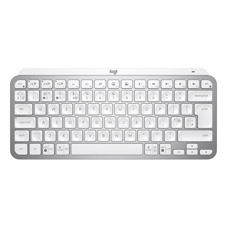 Logitech MX Keys Mini tastaturi RF Wireless + Bluetooth ĄŽERTY Franţuzesc Argint, Alb